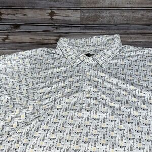 F/X Fusion Mens 4XL Polo Shirt White Cocktail Martini Print Short Sleeve